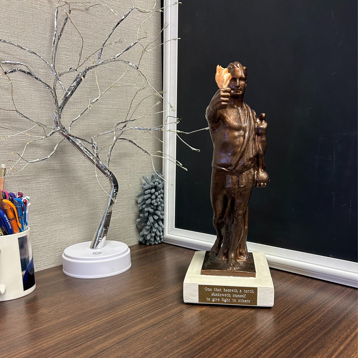 statue on desk