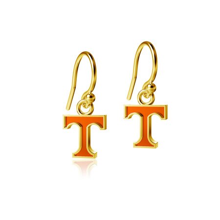 Gold Plate Enamel Dangle Earrings